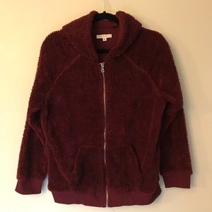 Burgundy Red Plush LA Hearts Hoodie Sweater